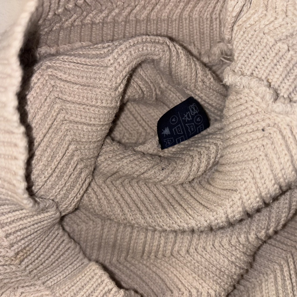 Vintage Chaps Ralph Lauren Sweater Men XL Beige Cream Herringbone Knit Crewneck - Picture 11 of 11